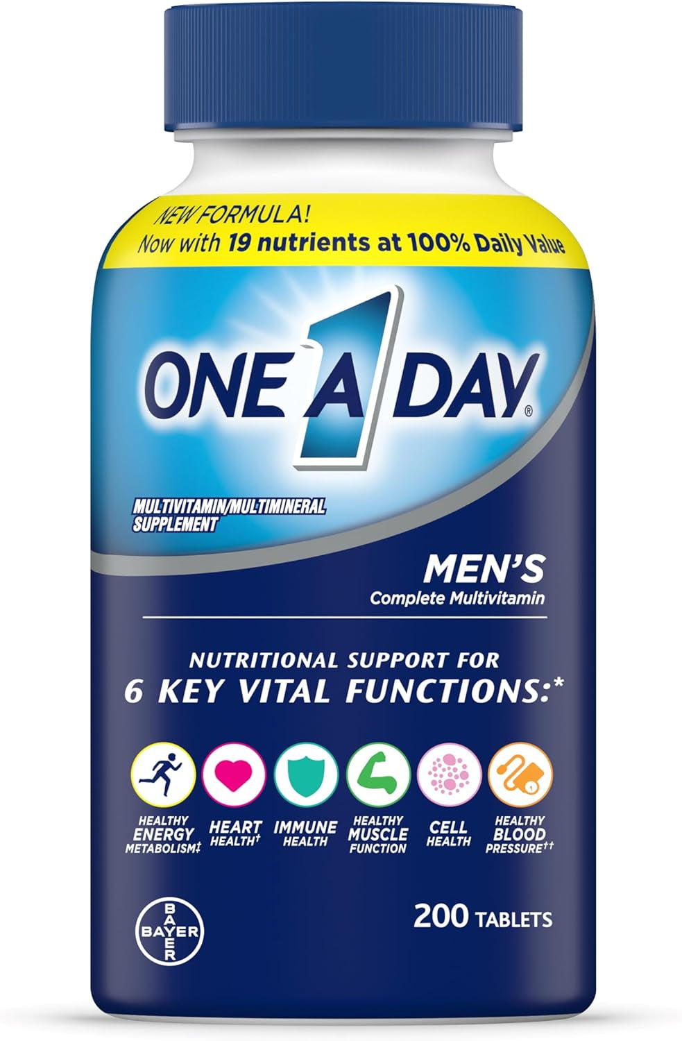 One a Day Men’s Multivitamin, Supplement Tablet with Vitamin A, Vitamin C, Vitamin D, Vitamin E and Zinc for Immune Health Support, B12, Calcium & More (Packaging May Vary)