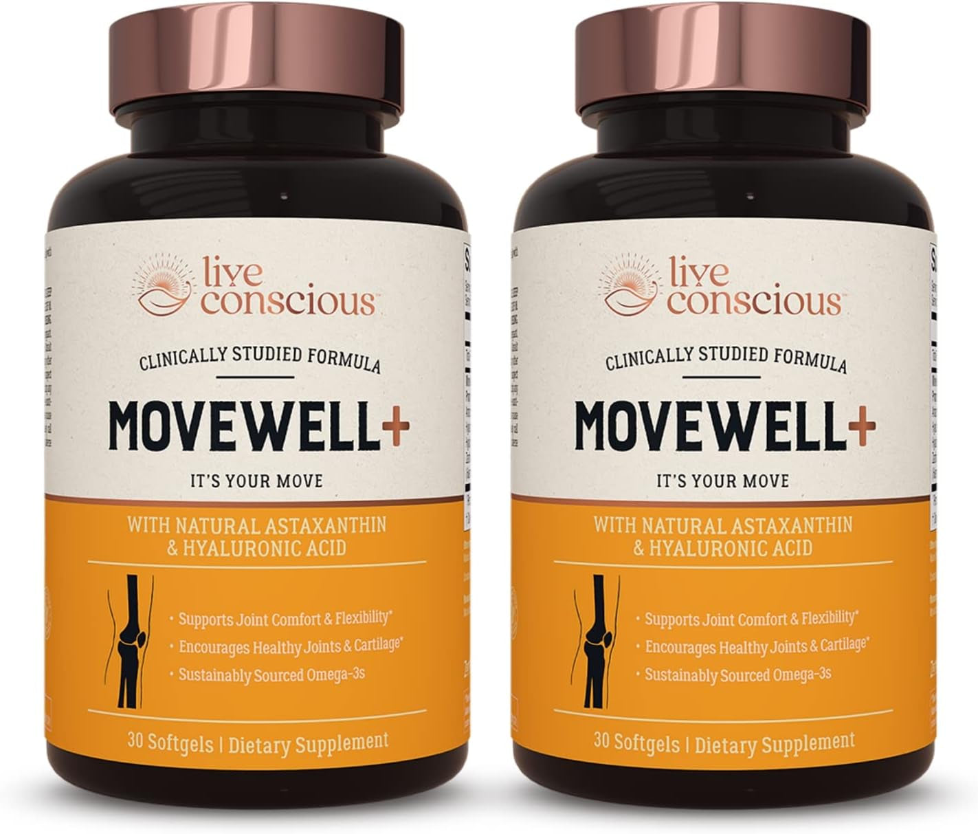 Live Conscious Glucosamine Chondroitin with MSM, Hyaluronic Acid, and More - Movewell Joint Health Supplement