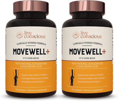 Live Conscious Glucosamine Chondroitin with MSM, Hyaluronic Acid, and More - Movewell Joint Health Supplement