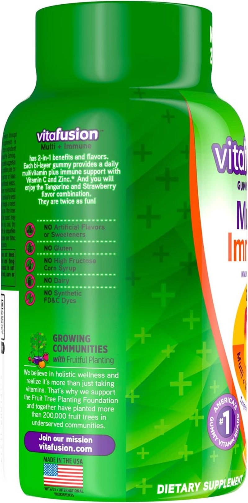 Vitafusion Multi+ Immune Support* – 2-In-1 Benefits & Flavors – Adult Gummy Vitamins with Vitamin C, Zinc, Daily Multivitamins, 90 Count