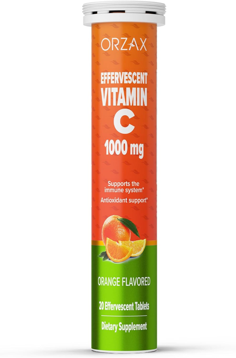 ORZAX Vitamin C 1000Mg for Immune Support Supplement - Antioxidant Support - Orange Flavored (20 Effervescent Tablets)