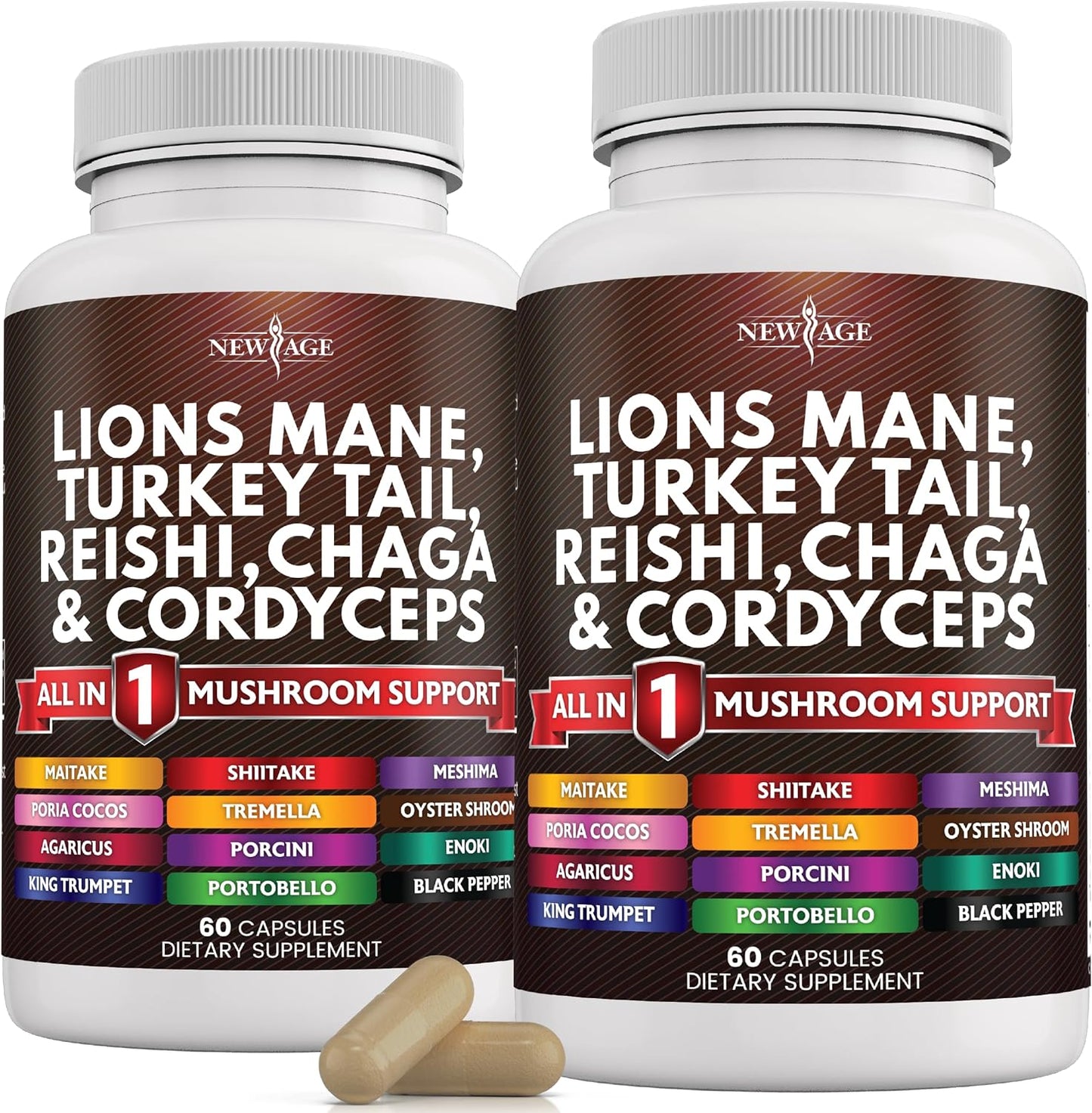 NEW AGE Lions Mane 3000Mg 20In1 Mushroom Supplement with Turkey Tail 2000Mg Reishi 1000Mg Cordyceps Chaga 1000Mg with Marshmallow Root