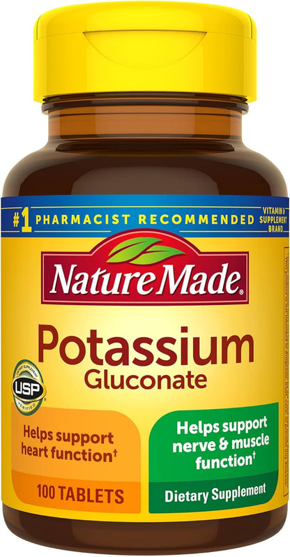 Nature Made Potassium Gluconate 550 Mg, Dietary Supplement for Heart Health Support, 100 Tablets, 100 Day Supply