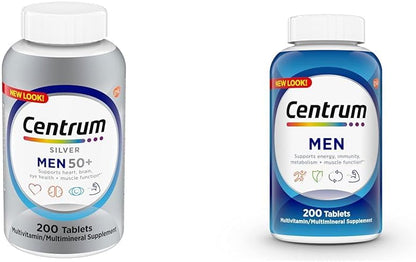 Centrum Silver Men'S 50+ Multivitamin with Vitamin D3, B-Vitamins, Zinc for Memory and Cognition - 200 Tablets