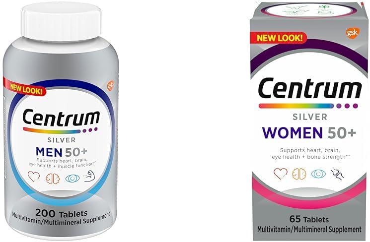 Centrum Silver Men'S 50+ Multivitamin with Vitamin D3, B-Vitamins, Zinc for Memory and Cognition - 200 Tablets