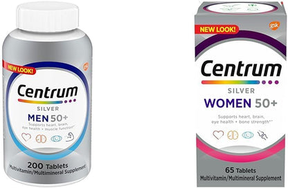 Centrum Silver Men'S 50+ Multivitamin with Vitamin D3, B-Vitamins, Zinc for Memory and Cognition - 200 Tablets