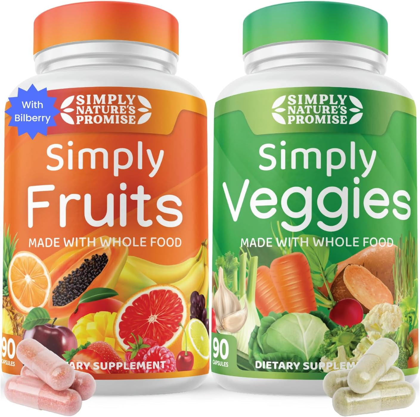 Simply Nature's Promise - Packed with over 40 Different Fruits & Vegetables - Made with Whole Food Superfoods - Bilberry Extract – 100% Soy Free