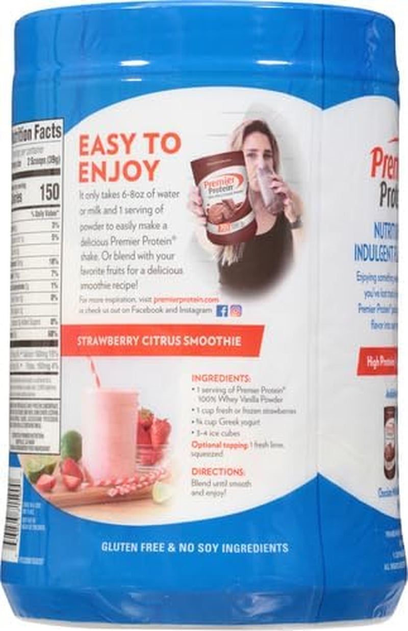 Premier Protein Powder, Vanilla Milkshake, 30G Protein, 1G Sugar, 100% Whey Protein, Keto Friendly, No Soy Ingredients, Gluten Free, 17 Servings, 23.3 Ounces