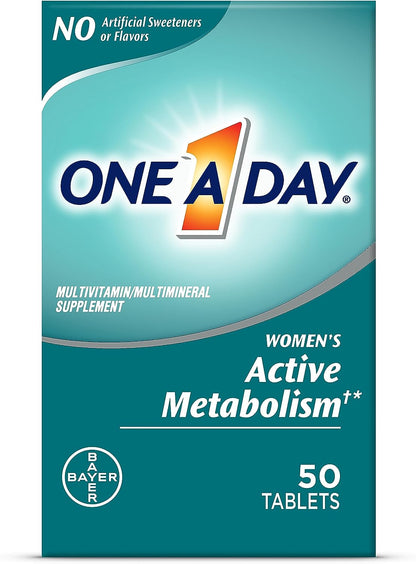 ONE a DAY Women’s Active Metabolism Multivitamin, Supplement with Vitamin A, C, D, E and Zinc for Immune Health Support*, Iron, Calcium, Folic Acid & More, 50 Count (Pack of 2)