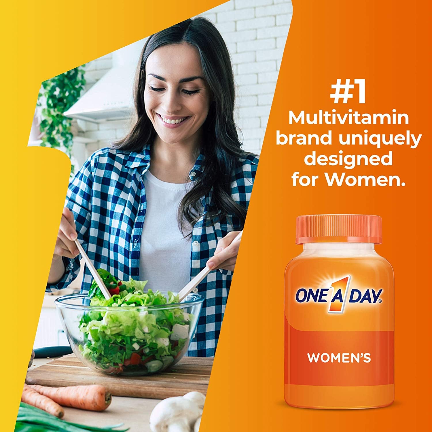 One a Day Women’s Multivitamin, Supplement with Vitamin A, Vitamin C, Vitamin D, Vitamin E and Zinc for Immune Health Support, B12, Biotin, Calcium & More, Tablet, 100 Count