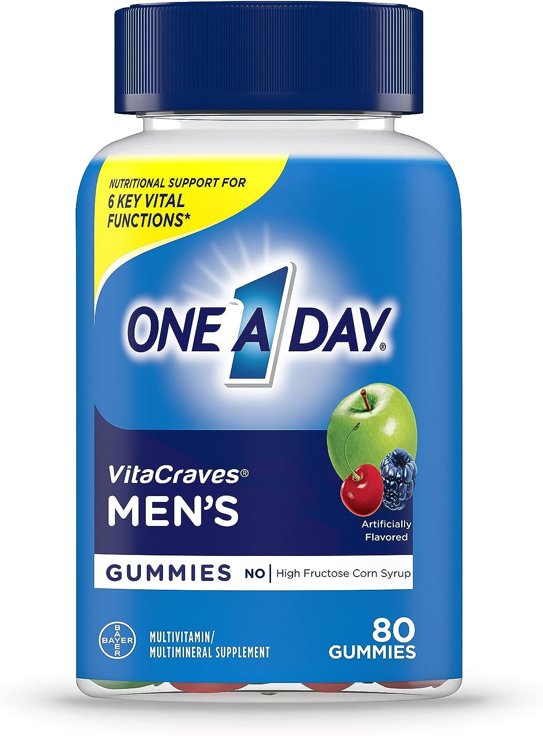 One a Day Men’s Multivitamin Gummies, Multivitamin for Men with Vitamin A, C, D, E, Calcium & More to Support Healthy Muscle Function, Gummies, 80 Count