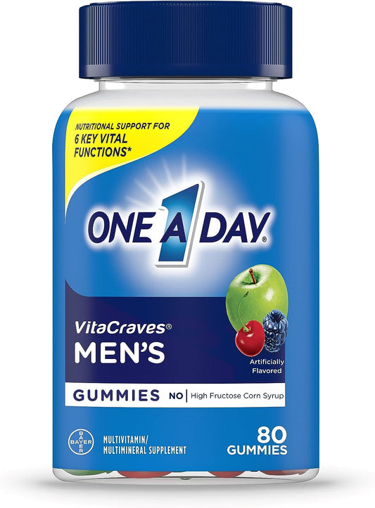 One a Day Men’s Multivitamin Gummies, Multivitamin for Men with Vitamin A, C, D, E, Calcium & More to Support Healthy Muscle Function, Gummies, 80 Count