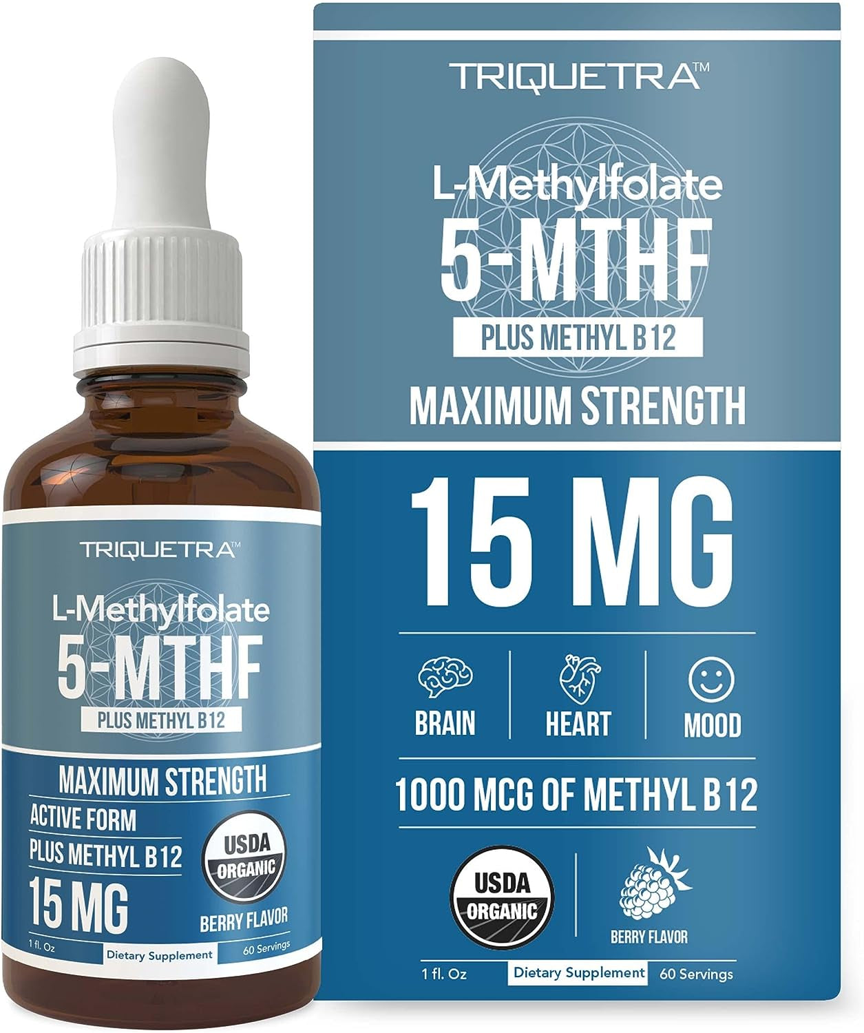 L Methyl Folate 15Mg plus Methyl B12 Cofactor - Professional Strength, Active 5-MTHF Form - Supports Mood, Methylation, Cognition – Bioactive Forms of Vitamin B9 & B12