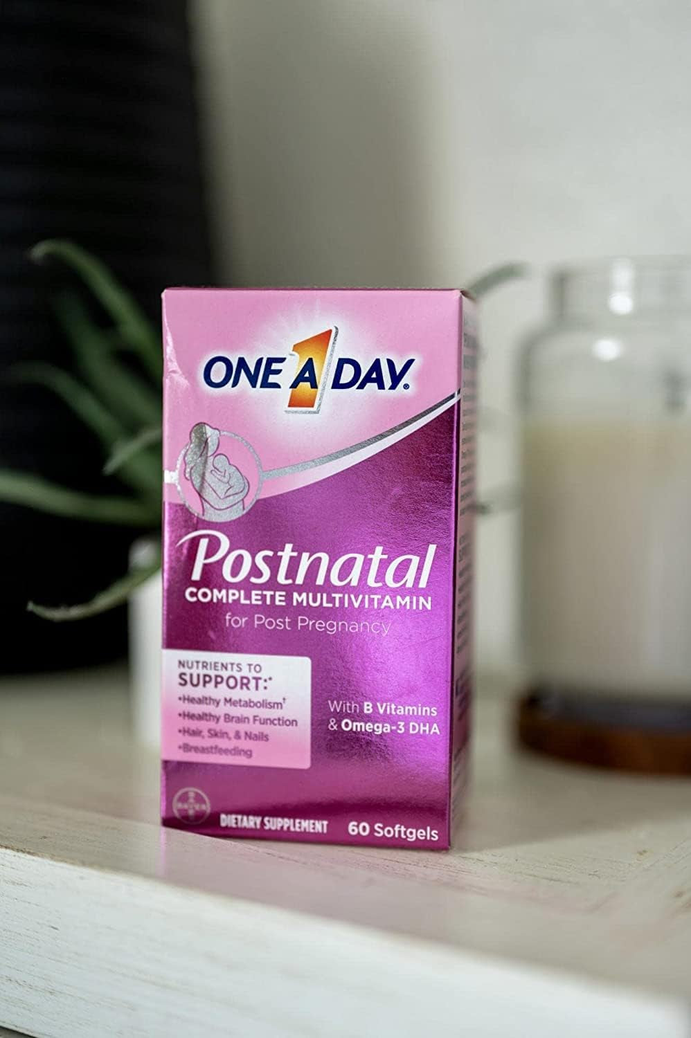 ONE a DAY Postnatal Complete Multivitamin for Post-Pregnancy with Folic Acid and Omega-3 DHA, 60 Count (Packaging May Vary)