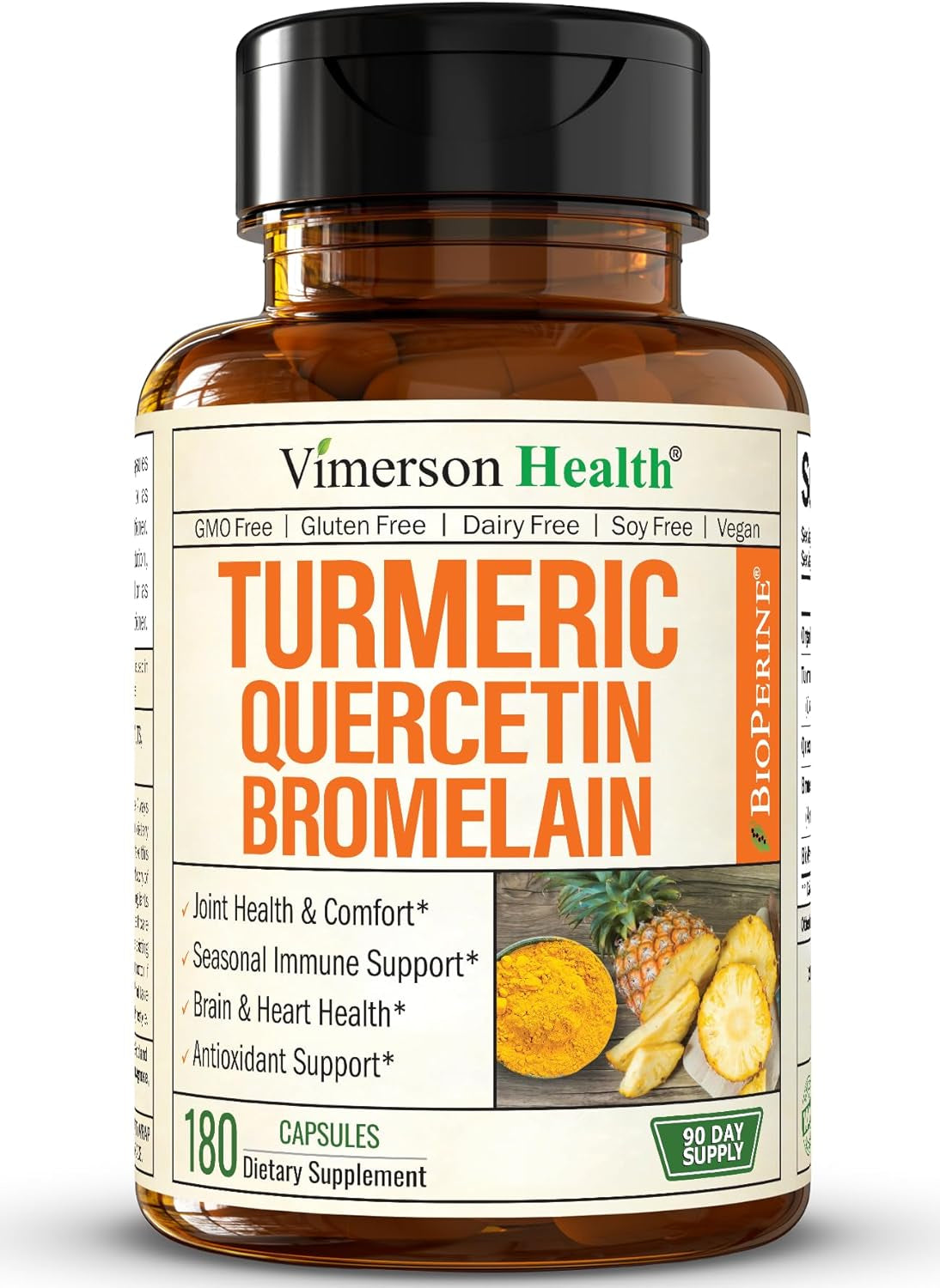 Quercetin with Bromelain & Turmeric Curcumin - Bromelain Supplement with Black Pepper. Immune & Joint Support Supplement - Bioperine & 700Mg Organic Tumeric for Allergy & Inflammation Balance. 60 Caps