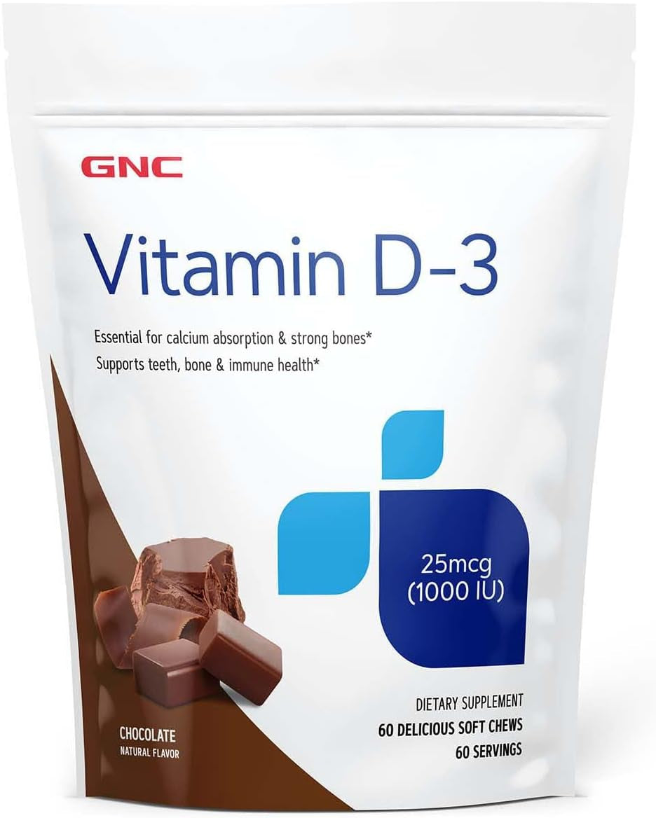 GNC Vitamin D-3 Soft Chews 1000IU - Chocolate - Twin Pack