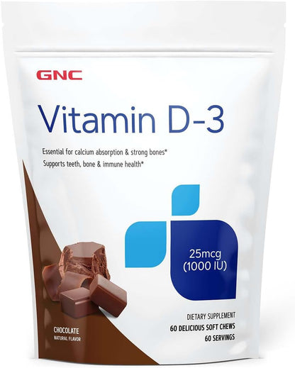 GNC Vitamin D-3 Soft Chews 1000IU - Chocolate - Twin Pack