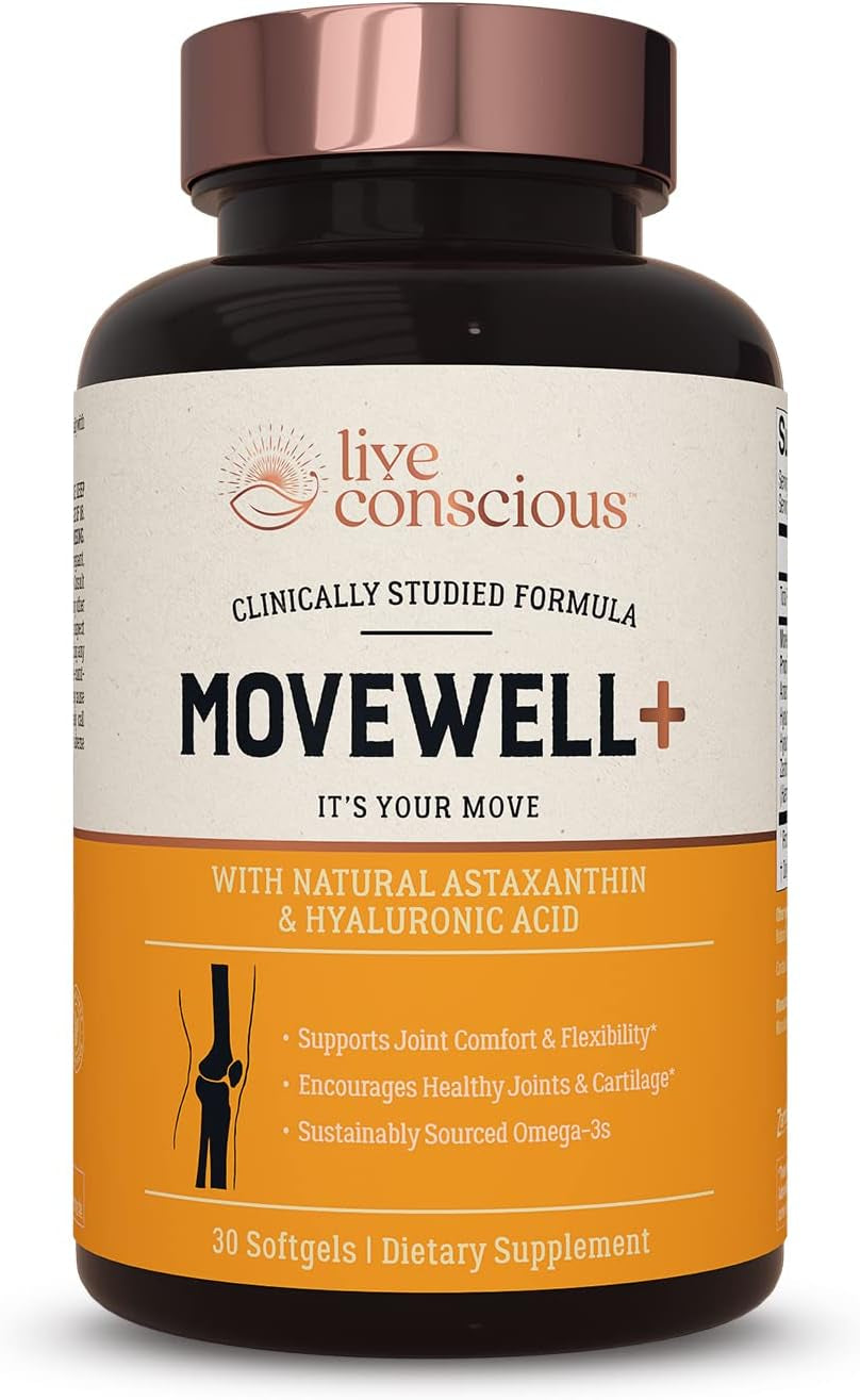 Live Conscious Glucosamine Chondroitin with MSM, Hyaluronic Acid, and More - Movewell Joint Health Supplement