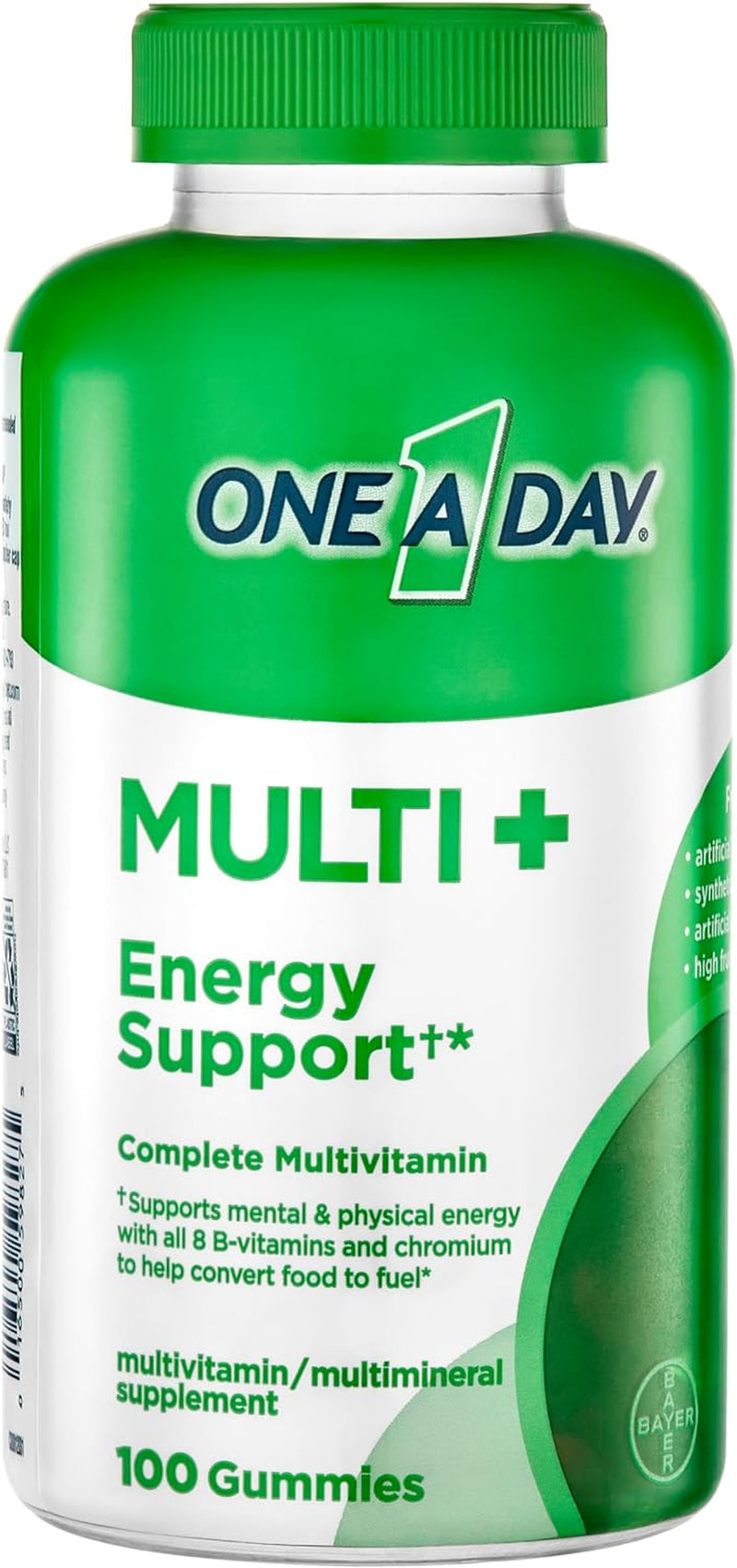 ONE a DAY Multi+ Energy Support Gummies, Multivitamin Gummies with Vitamin A, C, D, E, for Immune Health with Boost of Brain Support, 100 Count