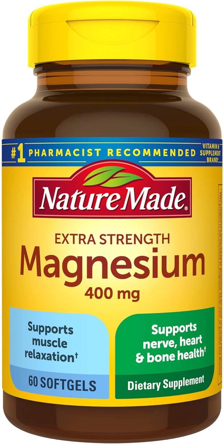 Nature Made Extra Strength Magnesium Oxide 400 Mg, Magnesium Supplement for Muscle, Nerve, Bone and Heart Support, 110 Softgels, 110 Day Supply