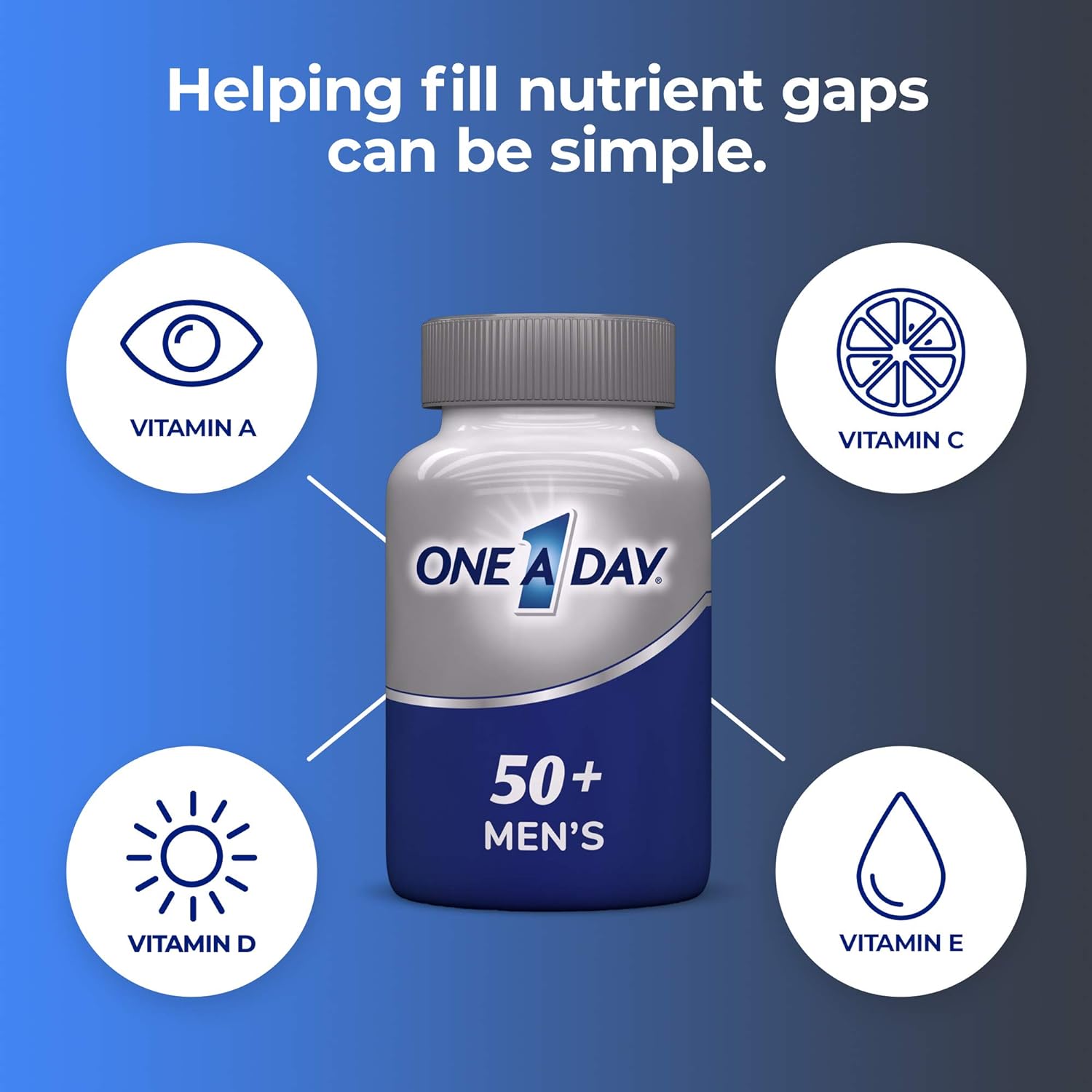 One a Day Men’s 50+ Multivitamins, Supplement with A, C, D, E and Zinc for Immune Health*, Calcium & More, 100 Tablets