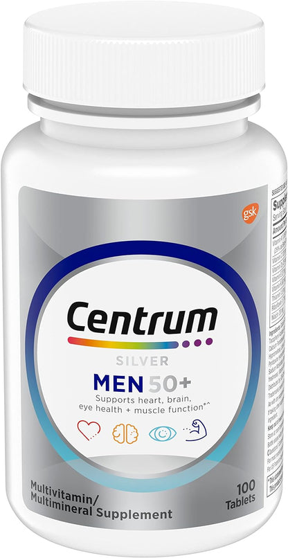 Centrum Silver Men'S 50+ Multivitamin with Vitamin D3, B-Vitamins, Zinc for Memory and Cognition - 200 Tablets