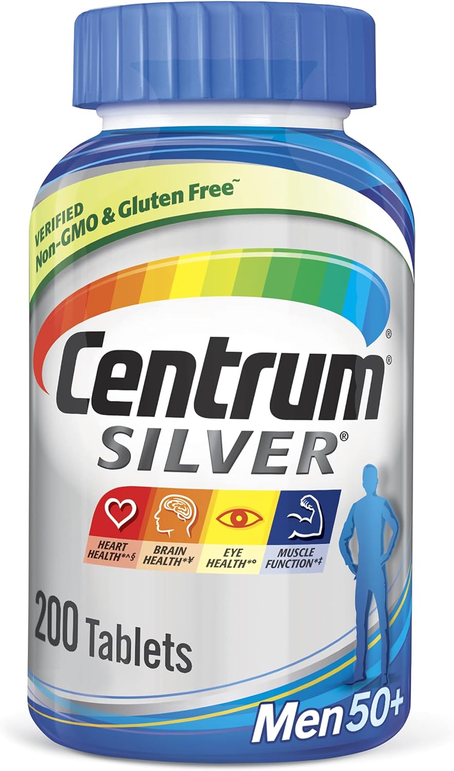 Centrum Silver Men'S 50+ Multivitamin with Vitamin D3, B-Vitamins, Zinc for Memory and Cognition - 200 Tablets