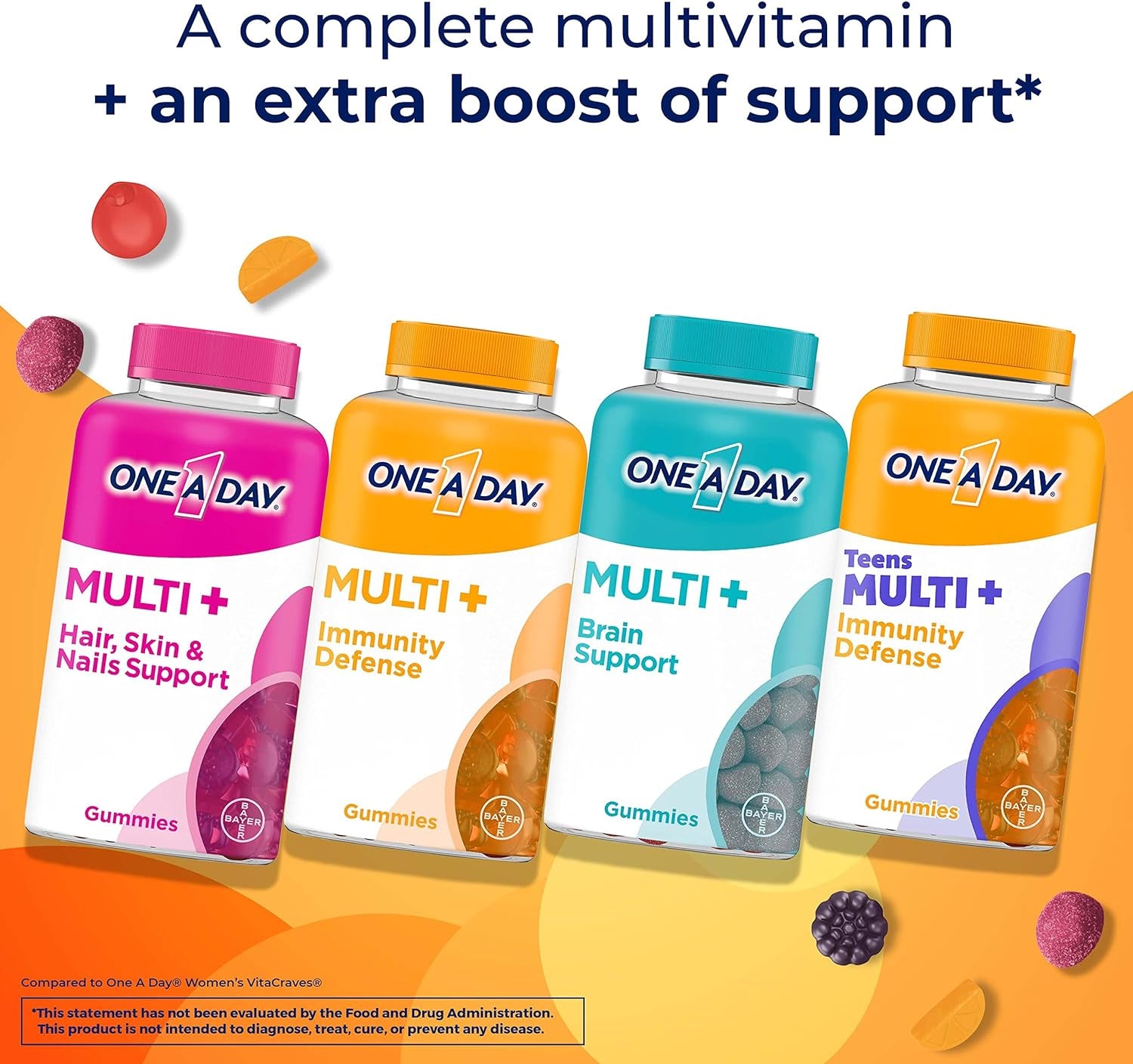 ONE a DAY Multi+ Immune Support Gummies, Immunity Multivitamin with Vitamin D, Vitamin C, Vitamin E, Vitamin A, Zinc and More, Gummy Vitamin, 120 Count