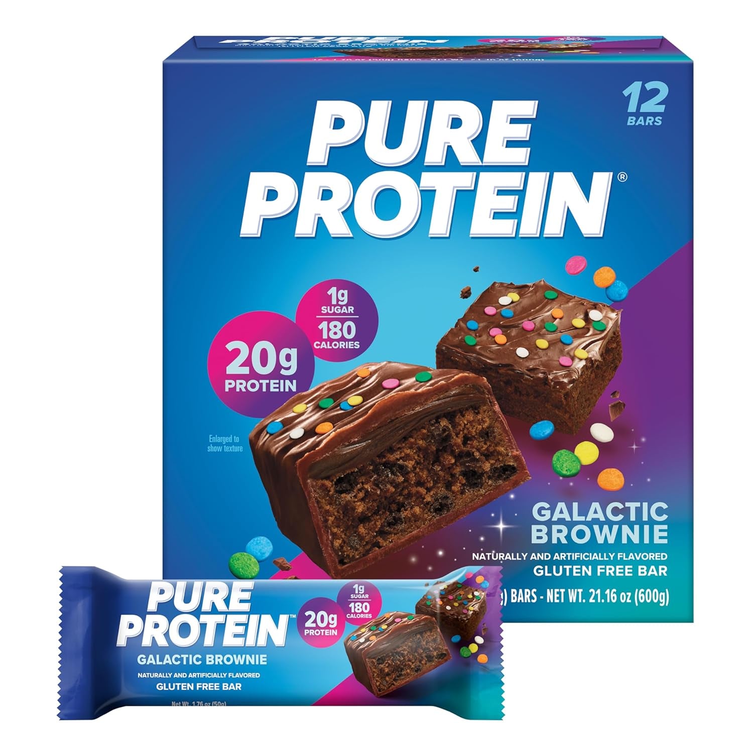 Pure Protein Bars, High Protein, Nutritious Snacks to Support Energy, Low Sugar, Gluten Free, Chocolate Peanut Caramel, 1.76Oz, 12 Count (Pack of 1) (Packaging May Vary)