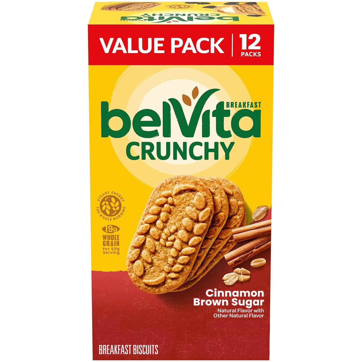 Belvita Cinnamon Brown Sugar Breakfast Biscuits, 8 Packs (4 Biscuits per Pack)