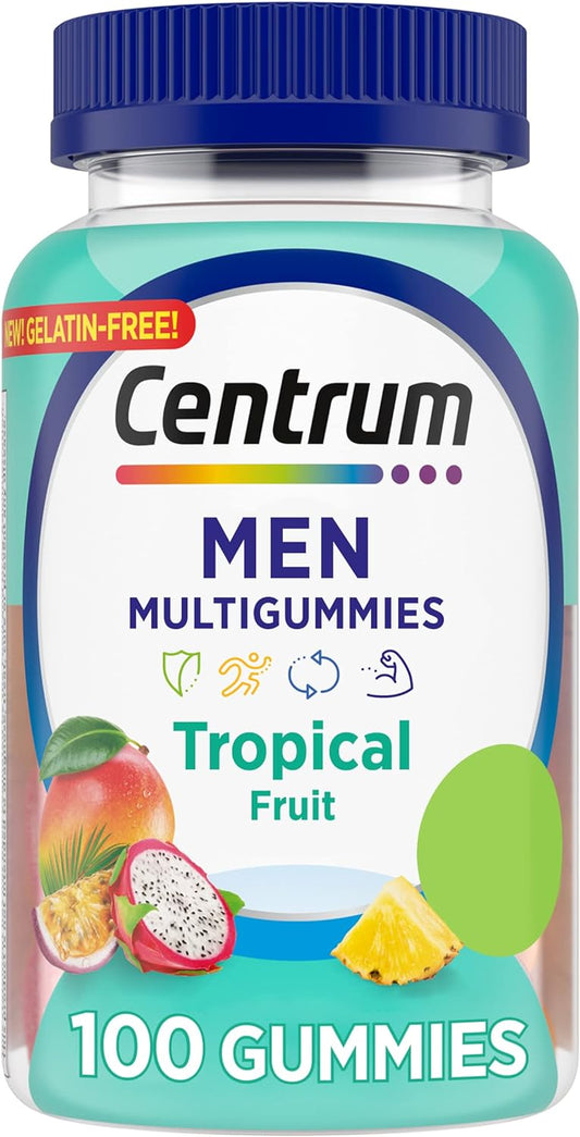 Centrum Men's Multivitamin Gummies, Tropical Fruit Flavors Made from Natural Flavors