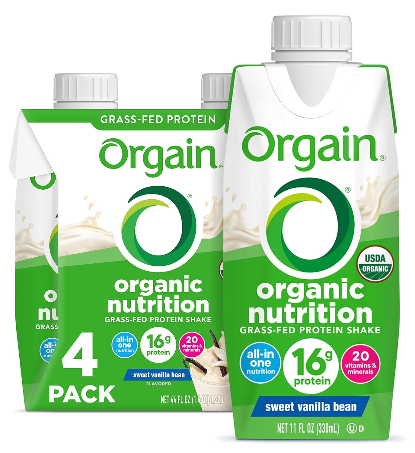 Orgain Organic Nutritional Protein Shake 6G Grass Fed Whey Protein, Meal Replacement, 20 Vitamins & Minerals, Fruits & Vegetables, Gluten Free, Non-Gmo, 11 Fl Oz (12 Pack)