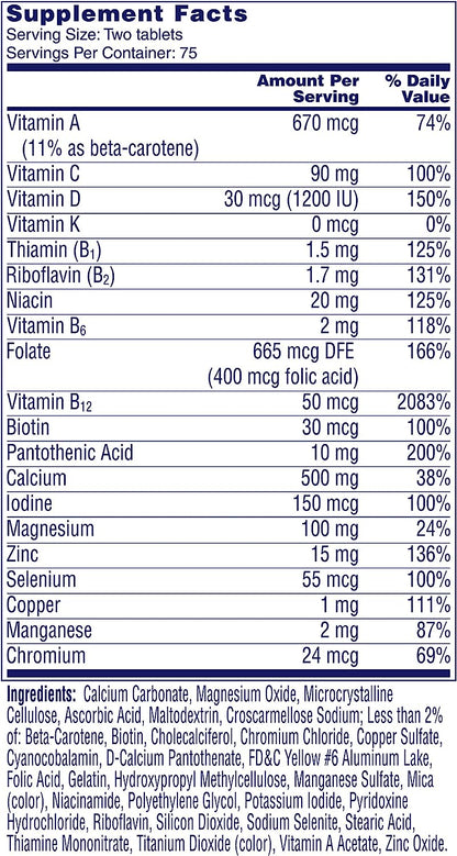 One a Day Proactive 65+, Mens & Womens Multivitamin, Supplement with Vitamin A, Vitamin C, Vitamin D, and Zinc for Immune Health Support*, Calcium, Folic Acid & More, Tablet