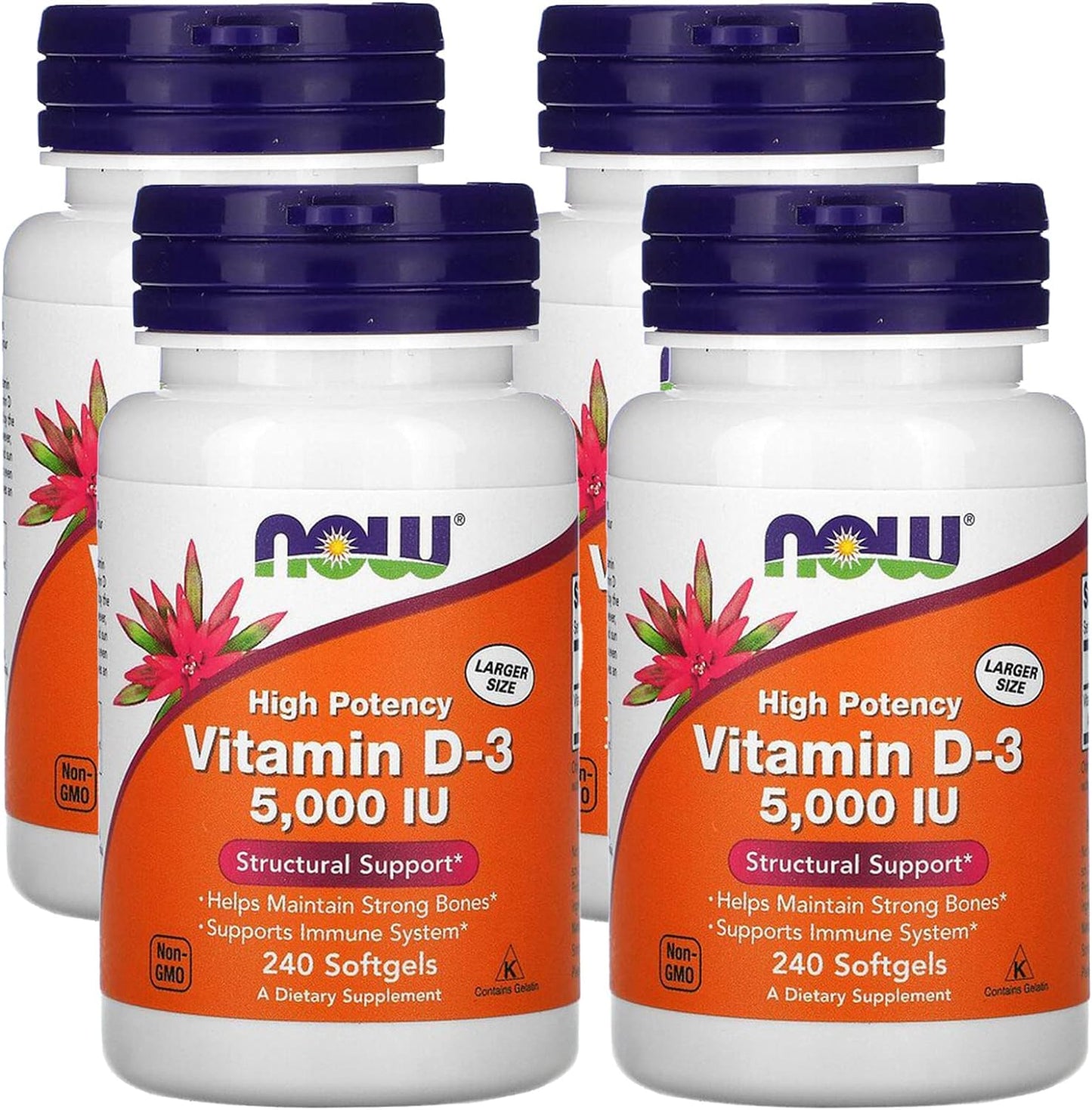 NOW Supplements, Vitamin D-3 5,000 IU, High Potency, Structural Support*, 120 Softgels