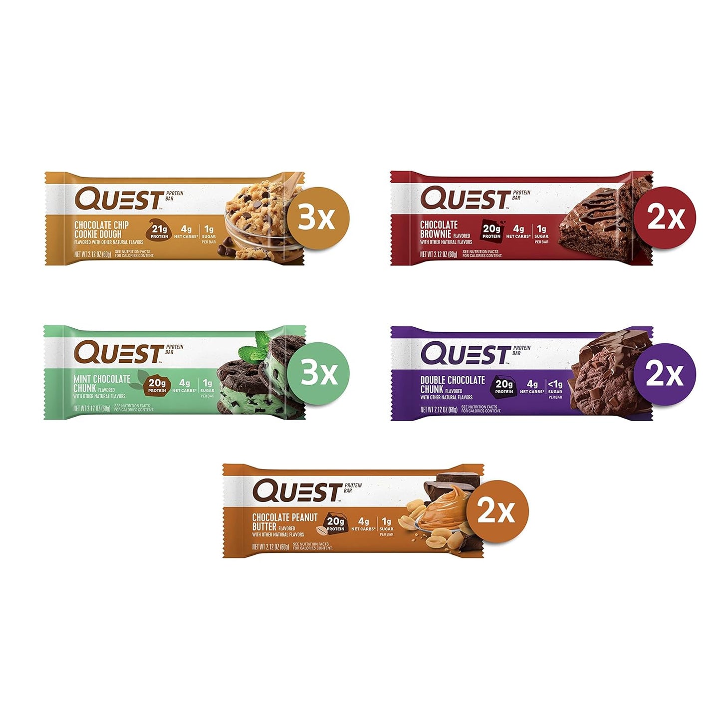 Quest Nutrition Chocolate Peanut Butter Bars, High Protein, Low Carb, Gluten Free, Keto Friendly