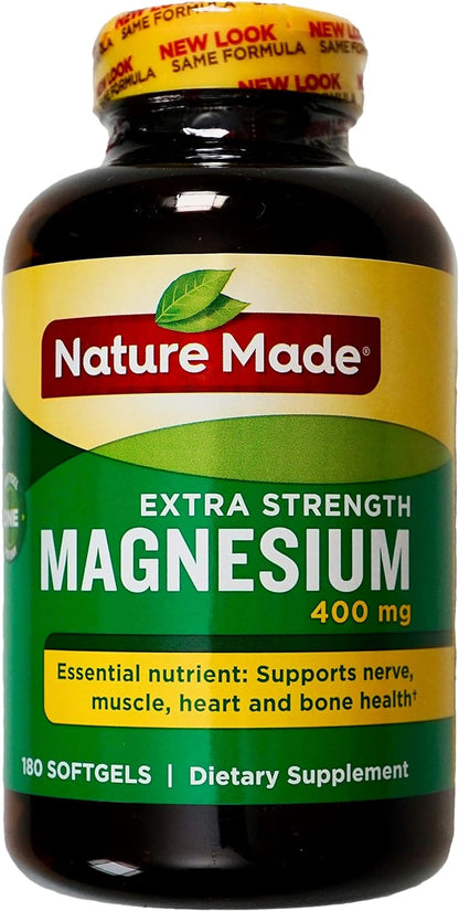 Nature Made Extra Strength Magnesium Oxide 400 Mg, Magnesium Supplement for Muscle, Nerve, Bone and Heart Support, 110 Softgels, 110 Day Supply