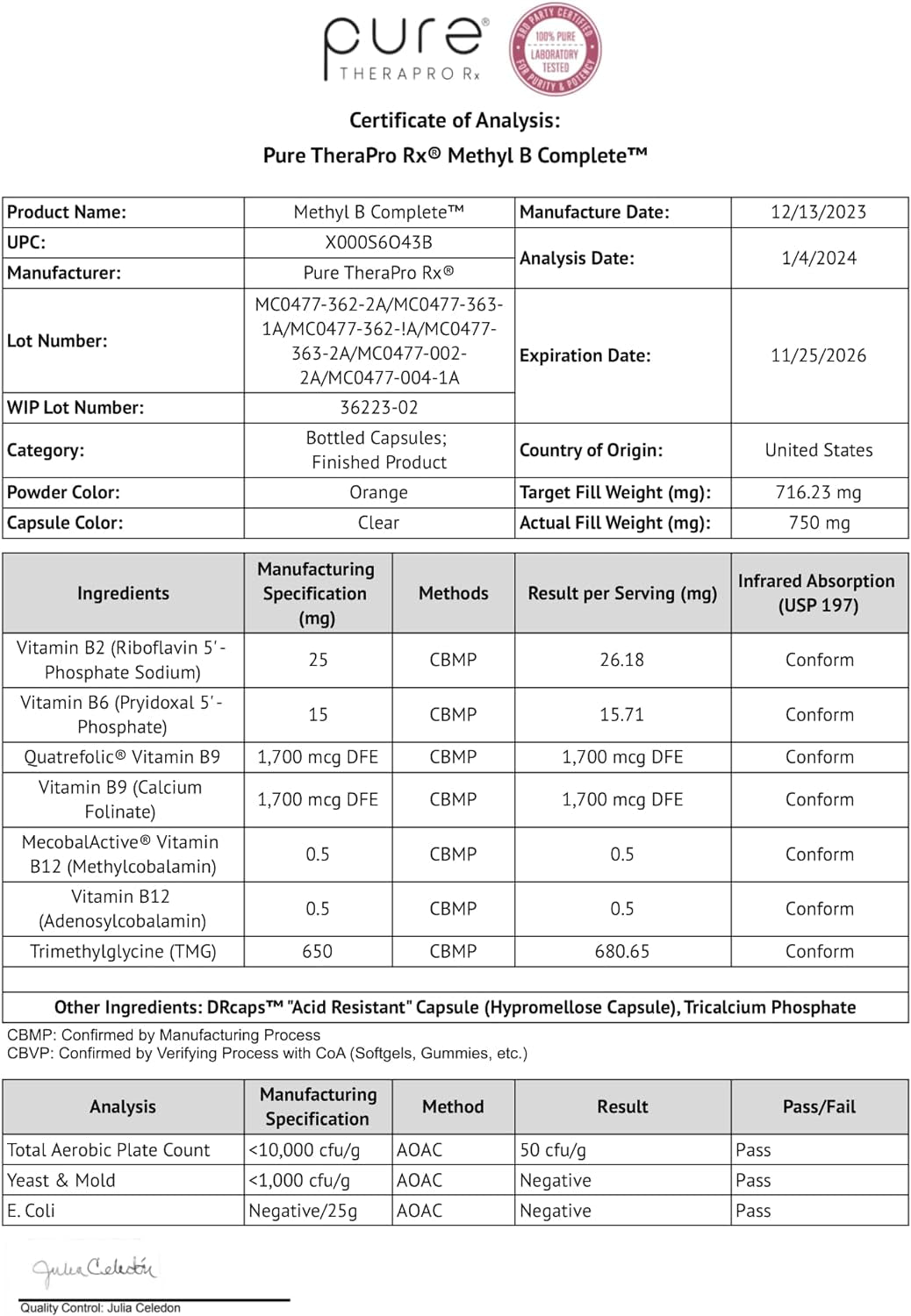 Methyl B Complete - Methylated B Complex Vitamins 5-MTHF Folate Supplement, B12 Methylcobalamin, B2, B6 & TMG Trimethylglycine, Methylfolate Folic Acid - Made in the USA