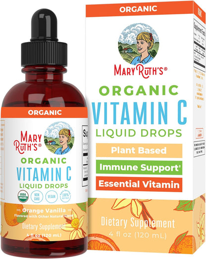 USDA Organic Kids Vitamin C Drops by Maryruth’S | Vegan Vitamin C Immune Support Supplement for Ages 4-13 | Immune Support & Overall Health | Vitamin C from Organic Acerola Fruit Extract | 2Oz