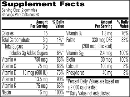 One a Day Teen for Him Multivitamin Gummies, Gummy Multivitamins with Vitamin A, C, D, E and Zinc for Immune Health Support, Physical Energy & More, 60 Count