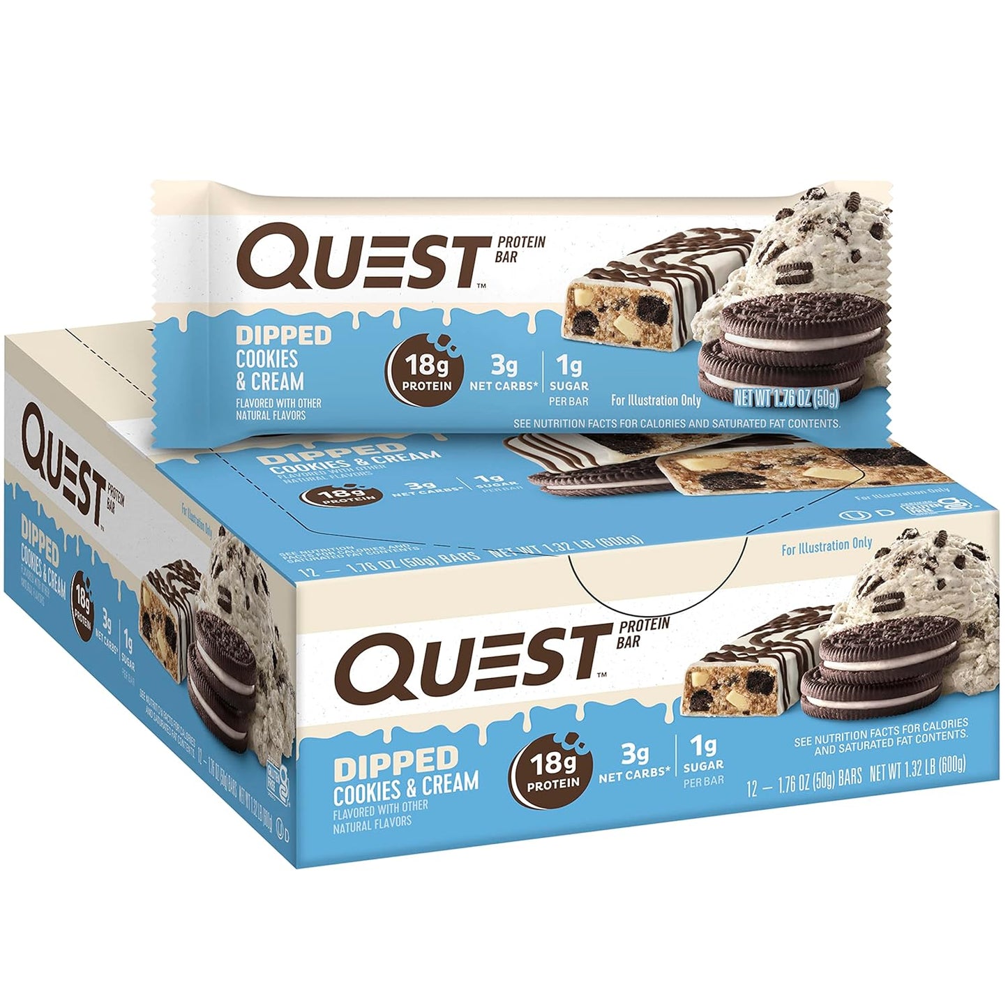 Quest Nutrition Chocolate Peanut Butter Bars, High Protein, Low Carb, Gluten Free, Keto Friendly