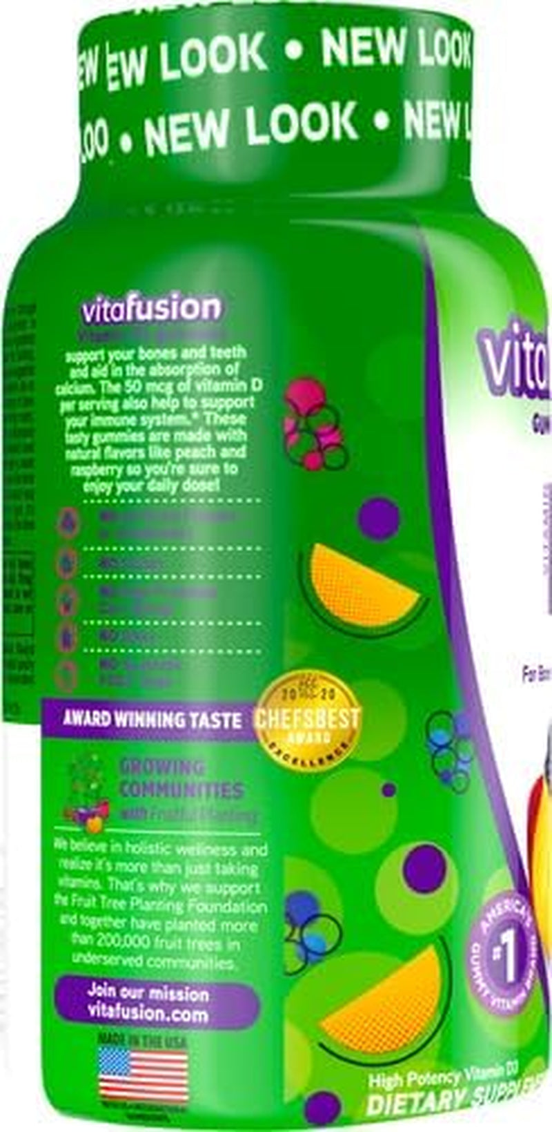 Vitafusion Vitamin D3 Gummy Vitamins for Bone and Immune System Support, Peach, Blackberry and Strawberry Flavored, 50 Mcg Vitamin D, 75 