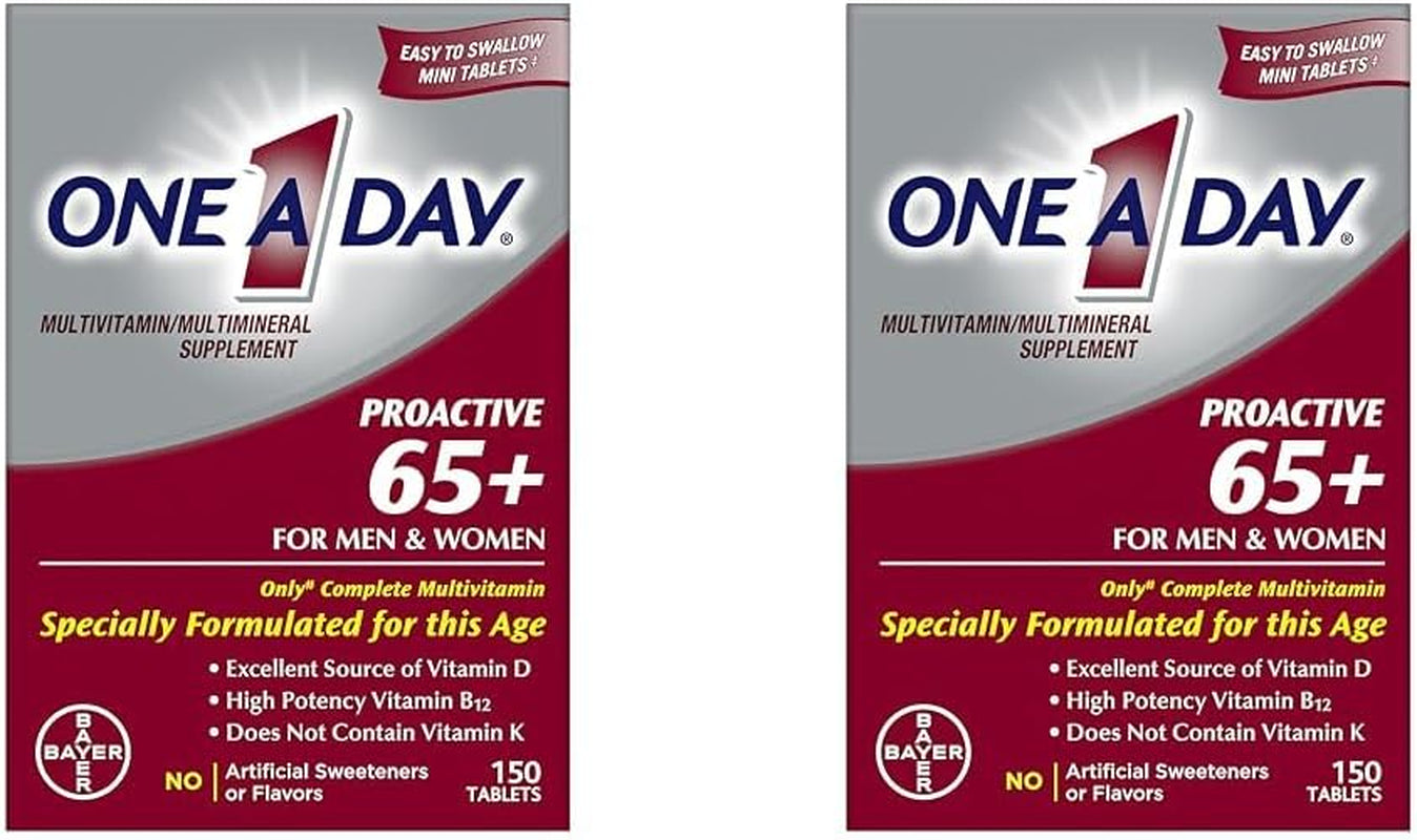 One a Day Proactive 65+, Mens & Womens Multivitamin, Supplement with Vitamin A, Vitamin C, Vitamin D, and Zinc for Immune Health Support*, Calcium, Folic Acid & More, Tablet