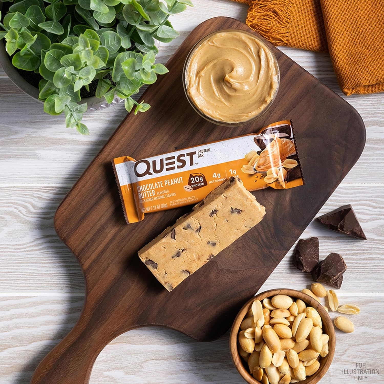 Quest Nutrition Chocolate Peanut Butter Bars, High Protein, Low Carb, Gluten Free, Keto Friendly