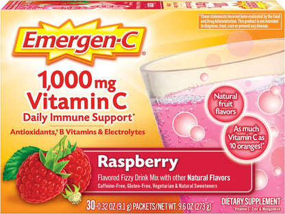 Emergen-C 1000Mg Vitamin C Powder, with Antioxidants, B Vitamins and Electrolytes, Vitamin C Supplements for Immune Support, Caffeine Free Fizzy Drink Mix, Tangerine Flavor