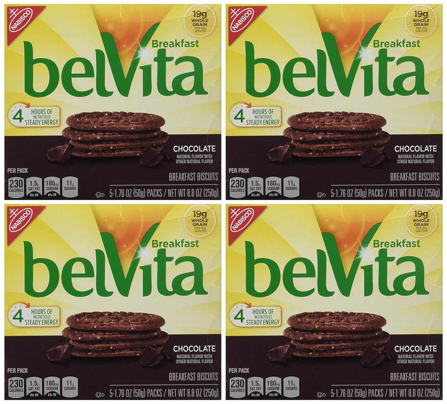 Belvita Cinnamon Brown Sugar Breakfast Biscuits, 8 Packs (4 Biscuits per Pack)