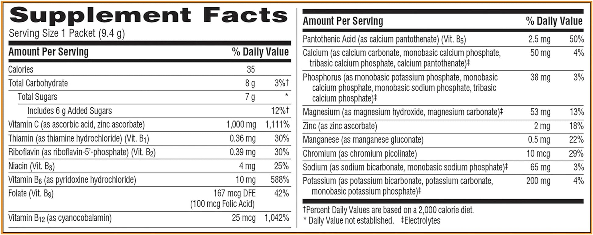 Emergen-C 1000Mg Vitamin C Powder, with Antioxidants, B Vitamins and Electrolytes, Vitamin C Supplements for Immune Support, Caffeine Free Fizzy Drink Mix, Tangerine Flavor