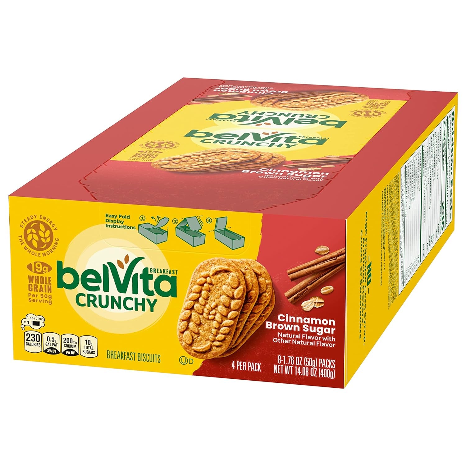 Belvita Cinnamon Brown Sugar Breakfast Biscuits, 8 Packs (4 Biscuits per Pack)