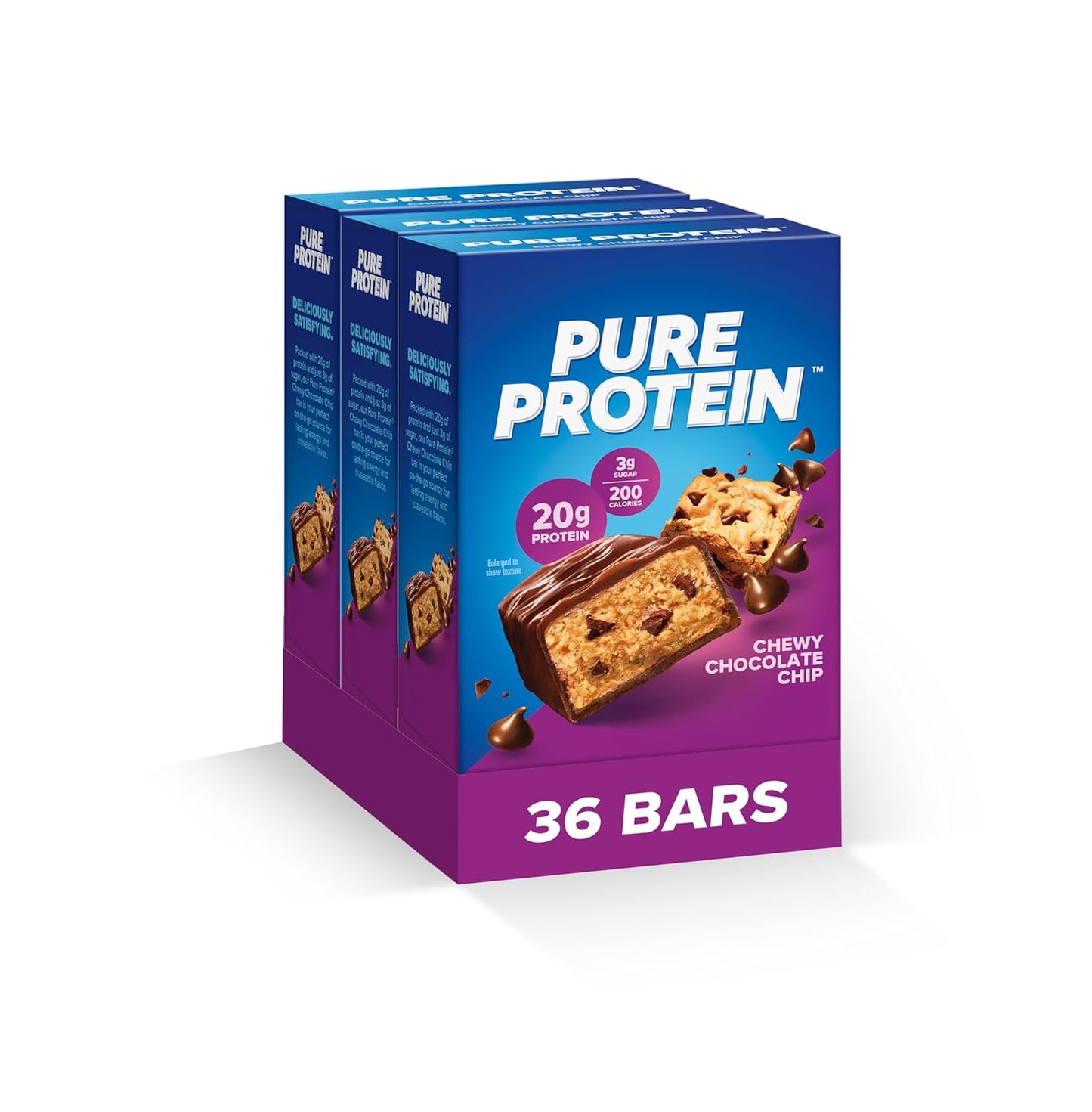 Pure Protein Bars, High Protein, Nutritious Snacks to Support Energy, Low Sugar, Gluten Free, Chocolate Peanut Caramel, 1.76Oz, 12 Count (Pack of 1) (Packaging May Vary)