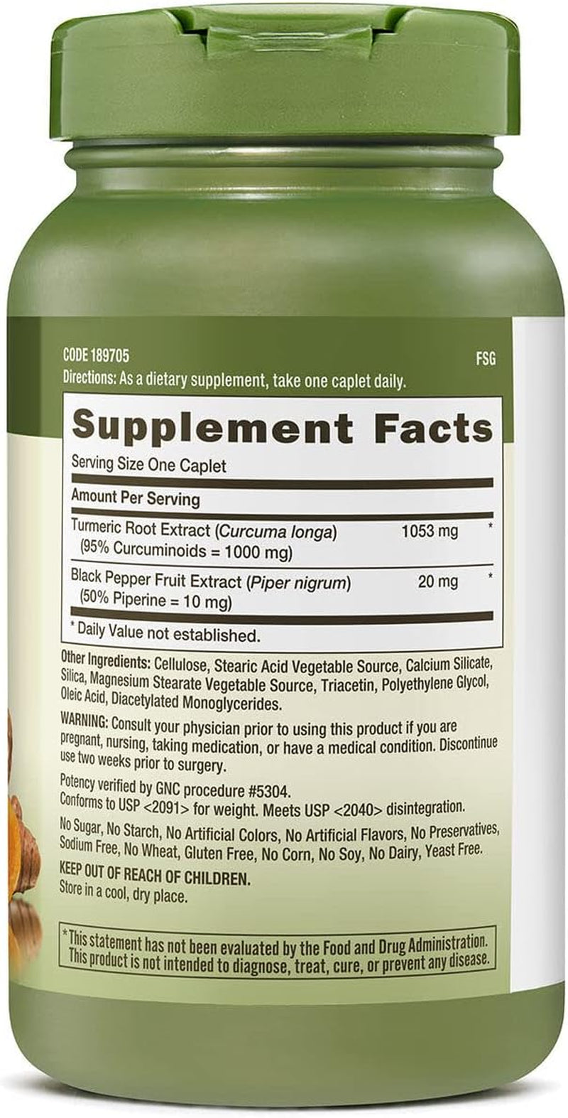 GNC Herbal plus Turmeric Curcumin 1000Mg Extra Strength, 120 Caplets