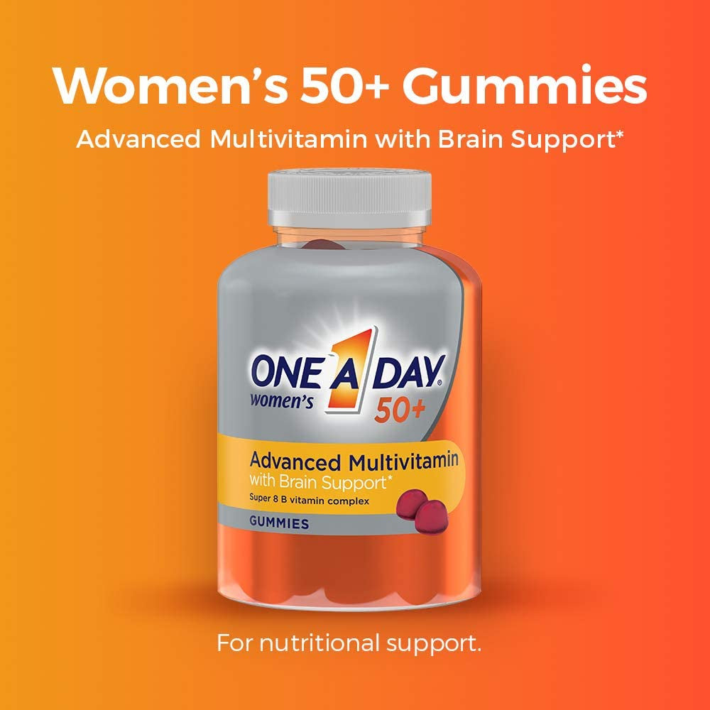 One a Day Women’s 50+ Gummies, Advanced Multivitamin for Women, Vitamins for Brain Support and Immunity Support, Multivitamins with Super 8 B Vitamin Complex, 110 Count